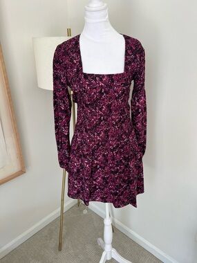 NWT Parker NY Presley MosaicSquare Neck Long Sleeve Floral Dress Size: XS